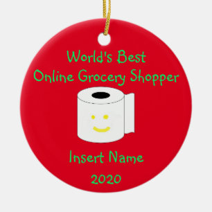 Personalized World's Best Online Grocery Shopper Ceramic Ornament