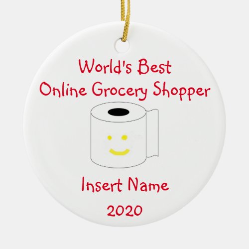 Personalized Worlds Best Online Grocery Shopper Ceramic Ornament