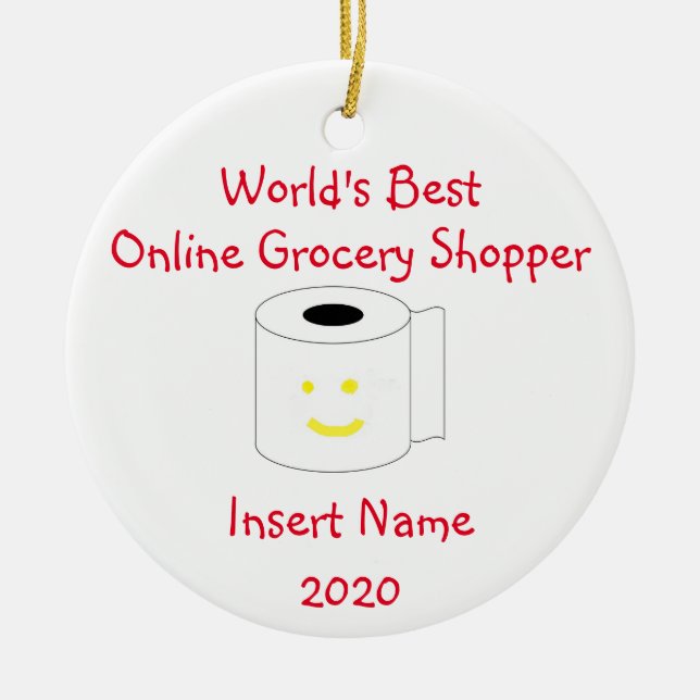 Personalized World's Best Online Grocery Shopper Ceramic Ornament (Front)