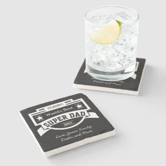 Personalized World's Best Super Dad Stone Coaster