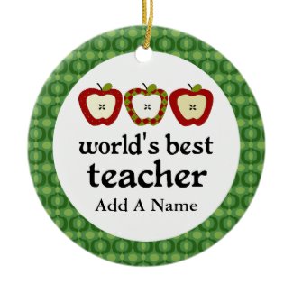 Personalized Worlds Best Teacher Apple Gift ornament