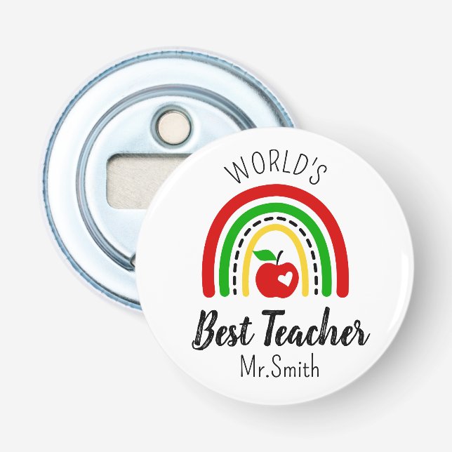 Personalized World's Best Teacher Bottle Opener (Front)