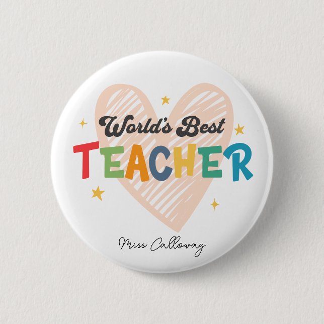 Personalized World's Best Teacher Button (Front)