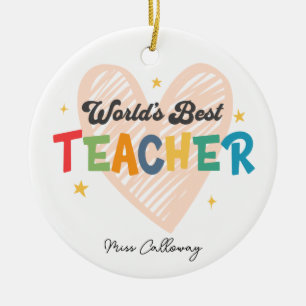 Personalized World's Best Teacher Ceramic Ornament