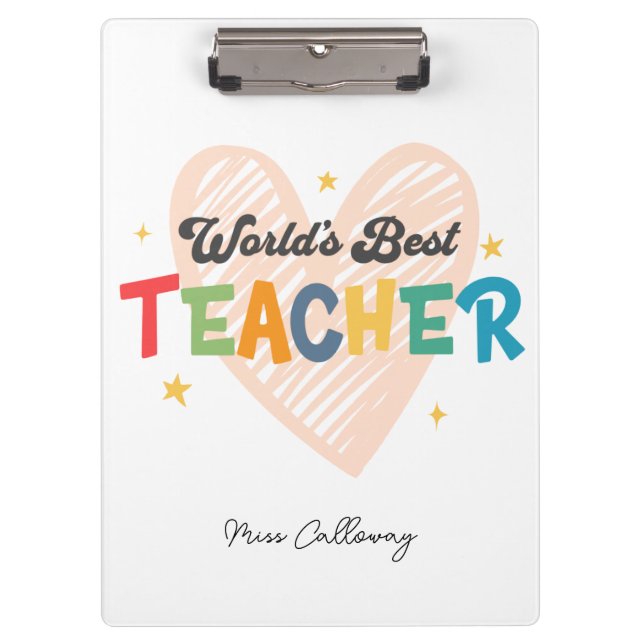 Personalized World's Best Teacher Clipboard (Front)