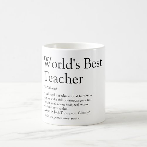 Personalized Worlds Best Teacher Definition Coffee Mug