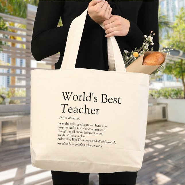 Personalized World's Best Teacher Definition Large Tote Bag (Personalized World's Best Teacher Definition Large Tote Bag)