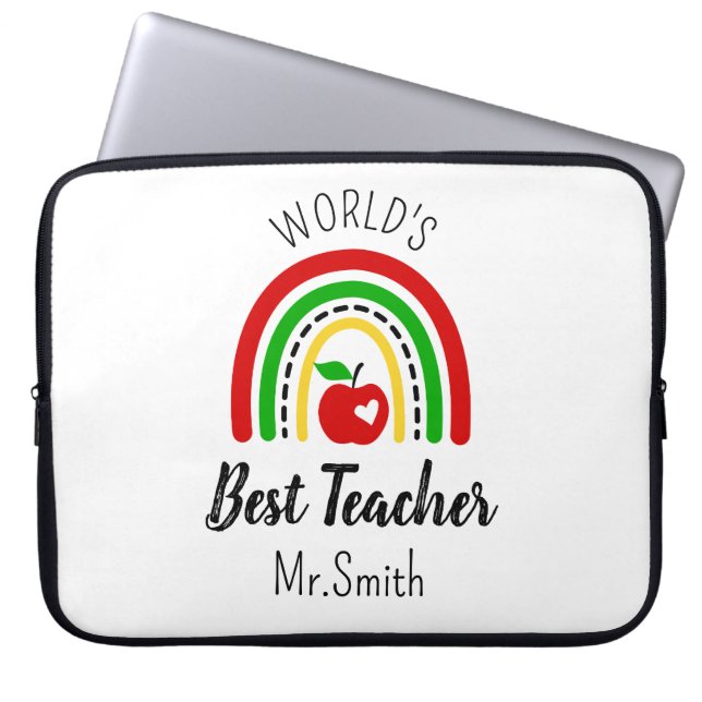 Personalized World's Best Teacher Laptop Sleeve (Front)