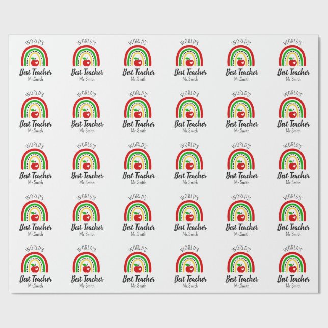 Personalized World's Best Teacher Wrapping Paper (Flat)