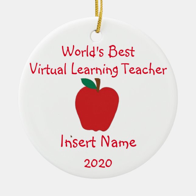 Personalized World's Best Virtual Learning Teacher Ceramic Ornament (Front)