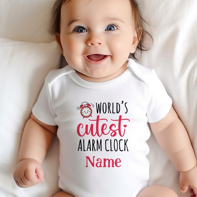 Personalized "World's Cutest Alarm Clock" Baby Bodysuit (Personalized 'World's Cutest Alarm Clock' Baby Bodysuits - Adorable Custom Name Designs!)