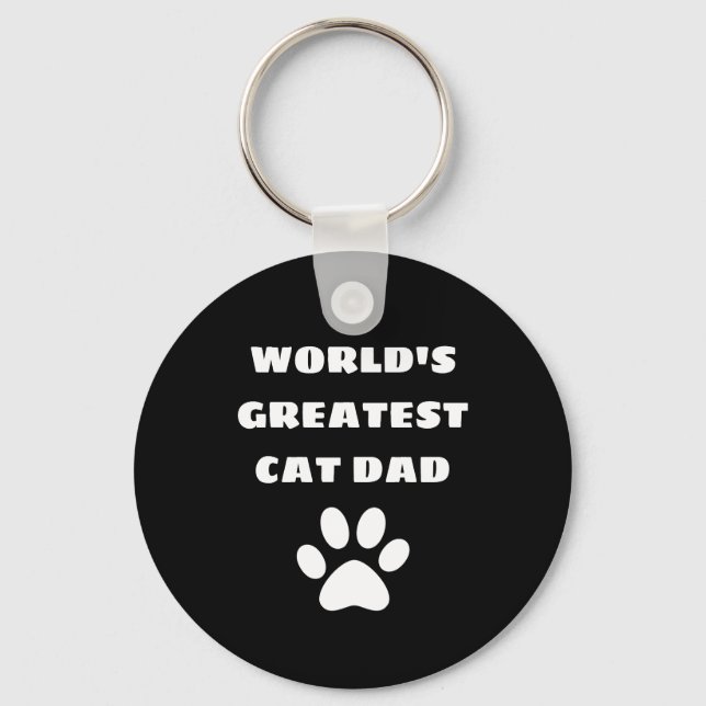Personalized World's Greatest Cat Dad Custom Text Keychain (Front)