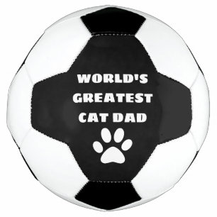 Personalized World's Greatest Cat Dad Custom Text Soccer Ball
