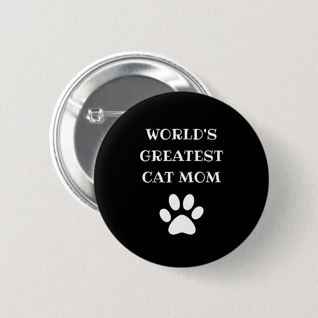 Personalized World's Greatest Cat Mom Custom Text Button (Front & Back)