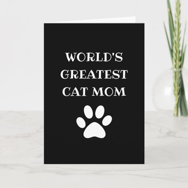 Personalized World's Greatest Cat Mom Custom Text Card (Front)