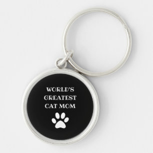 Personalized World's Greatest Cat Mom Custom Text Keychain