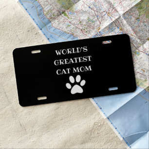 Personalized World's Greatest Cat Mom Custom Text License Plate