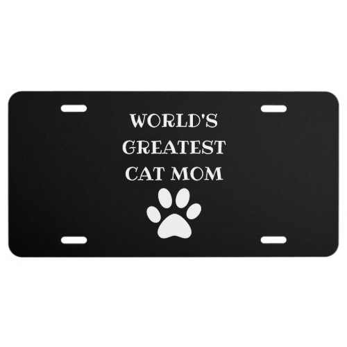 Personalized Worlds Greatest Cat Mom Custom Text License Plate