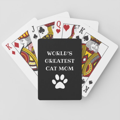Personalized Worlds Greatest Cat Mom Custom Text Playing Cards