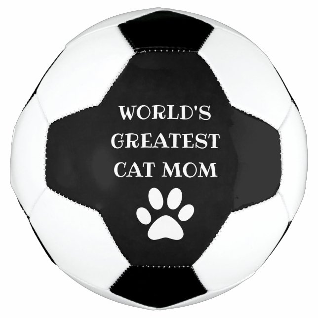Personalized World's Greatest Cat Mom Custom Text Soccer Ball (Front)