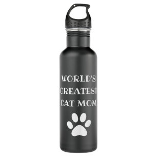 Personalized World's Greatest Cat Mom Custom Text Stainless Steel Water Bottle