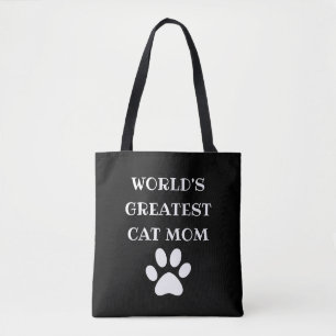 Personalized World's Greatest Cat Mom Custom Text Tote Bag