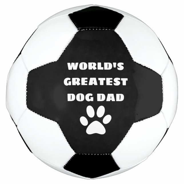 Personalized World's Greatest Dog Dad Custom Text Soccer Ball (Front)