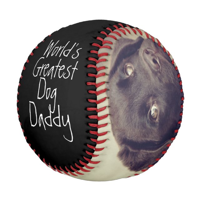 Personalized Worlds Greatest Dog Dad Fathers Day Baseball (Angled)