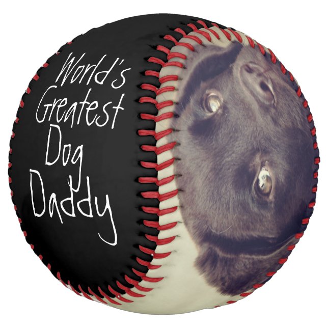 Personalized Worlds Greatest Dog Dad Fathers Day Softball (Angled)