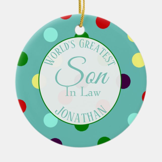 Personalized World's Greatest Son In Law Ceramic O Ceramic Ornament (Front)