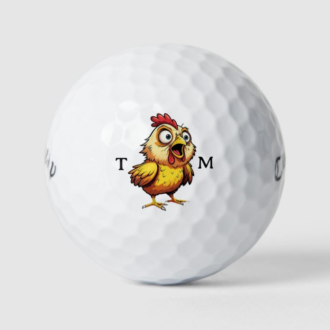 Personalized Worried Chicken Callaway Golf Balls (Front)