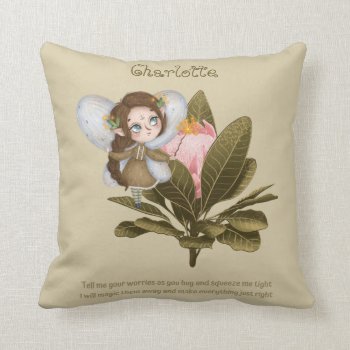 Personalized WORRY POEM - Fairy Cuddle Gift Girls  Throw Pillow