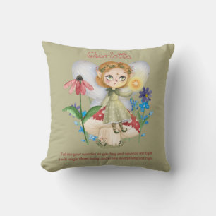 Personalized WORRY POEM - Fairy Cuddle Gift Girls Throw Pillow
