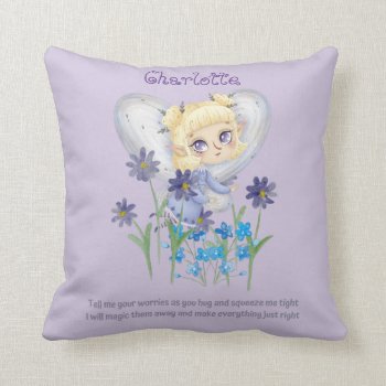 Personalized WORRY POEM - Fairy Cuddle Gift Girls  Throw Pillow
