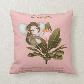 Personalized WORRY POEM - Fairy Cuddle Gift Girls Throw Pillow