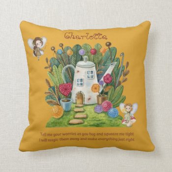 Personalized WORRY POEM - Fairy House Cuddle Gift  Throw Pillow