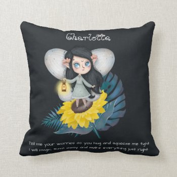 Personalized WORRY POEM - Fairy Sunflower Cuddle T Throw Pillow