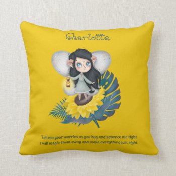 Personalized WORRY POEM - Fairy Sunflower Cuddle Throw Pillow