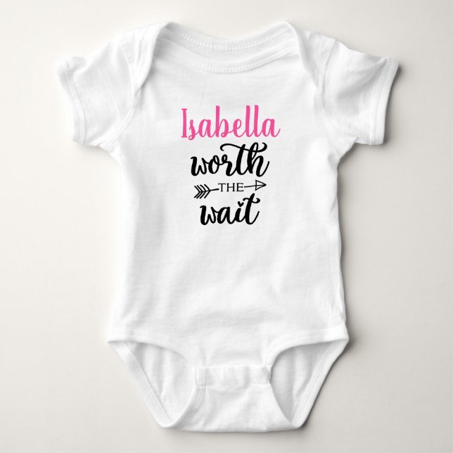 Personalized Worth The Wait Baby Bodysuit (Front)