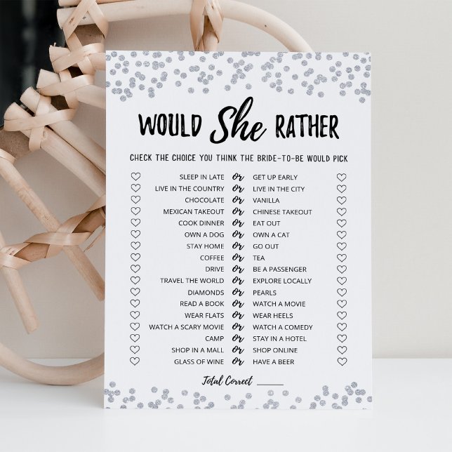 Personalized Would She Rather Bridal Shower Card (Creator Uploaded)
