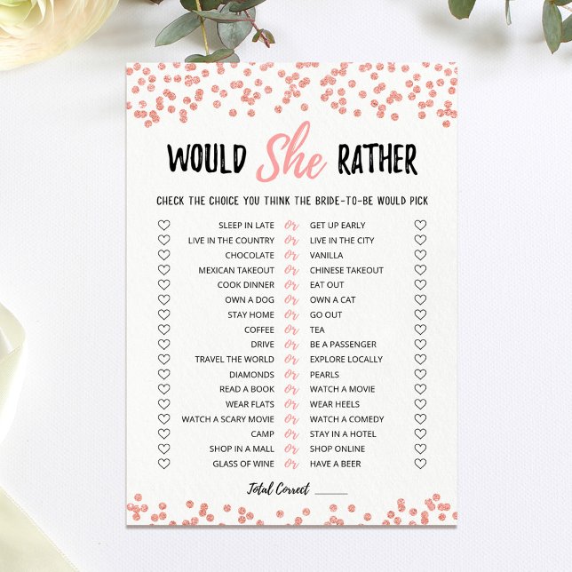 Personalized Would She Rather Bridal Shower Card (Creator Uploaded)