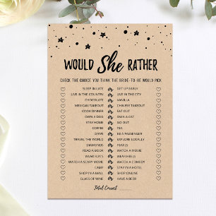 Personalized Would She Rather Bridal Shower Card