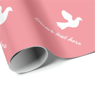 Personalized Wrapping Paper with white doves