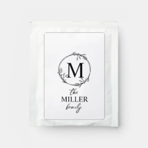 Personalized Wreath Farmhouse Tea Towel, Monogram  Bag Drink Mix