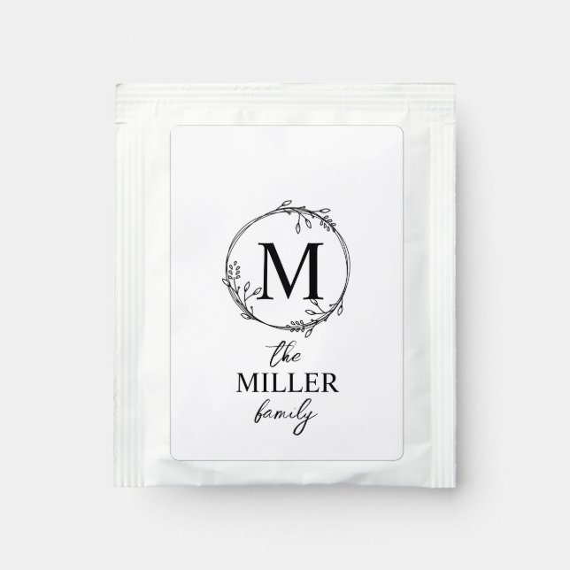Personalized Wreath Farmhouse Tea Towel, Monogram  Bag Drink Mix (Front)