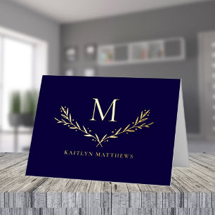 Personalized Wreath Monogram Initial Real Foil Greeting Card