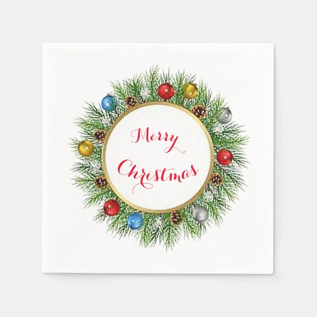 Personalized Wreath Paper Napkin (Front)