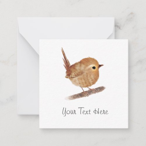 Personalized Wren Bird Flat Note Card