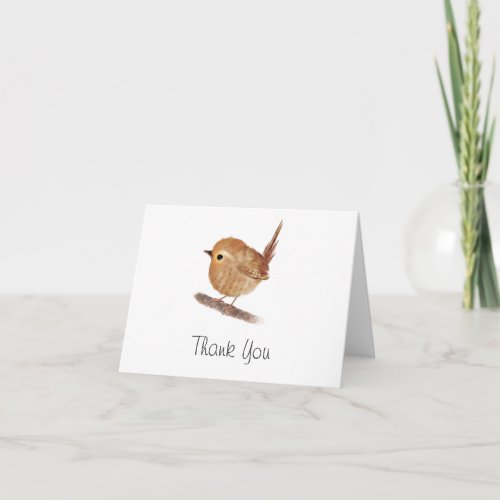 Personalized Wren Bird Thank You Note Card