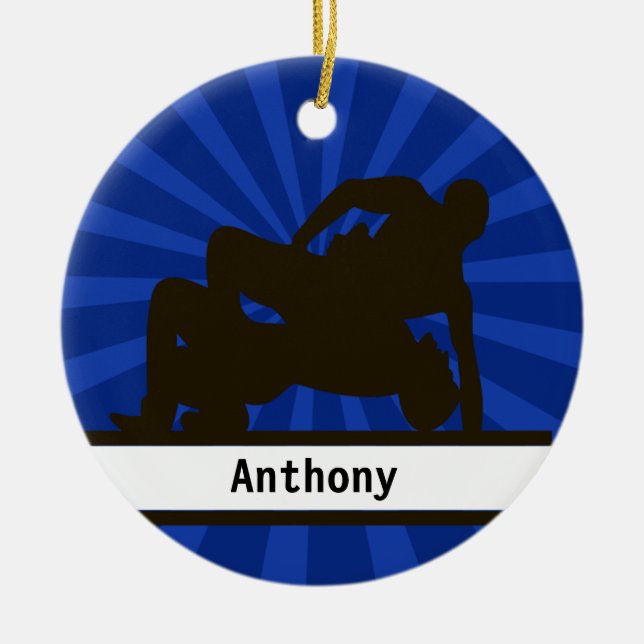 Personalized Wrestler Christmas Ornament (Front)